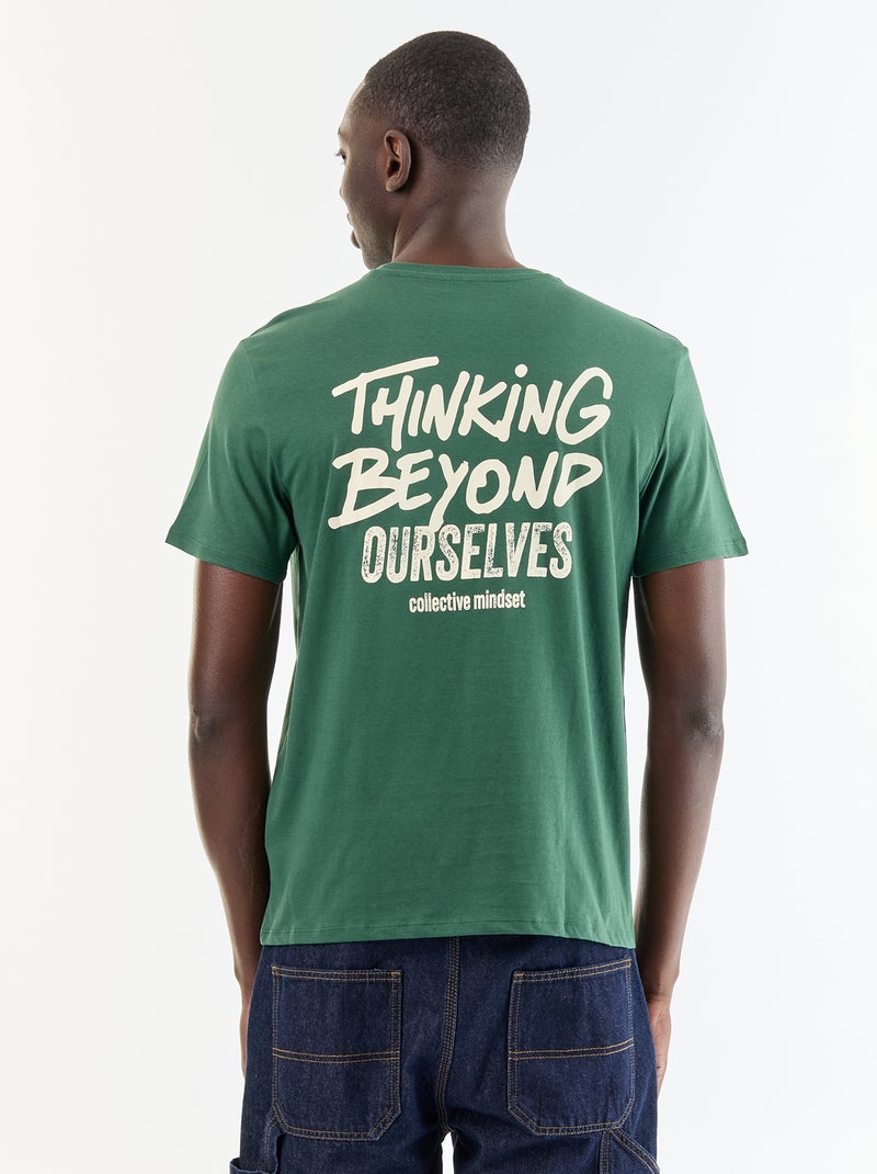 T-shirt met fantasieprint en korte mouwen Groen - Kiabi