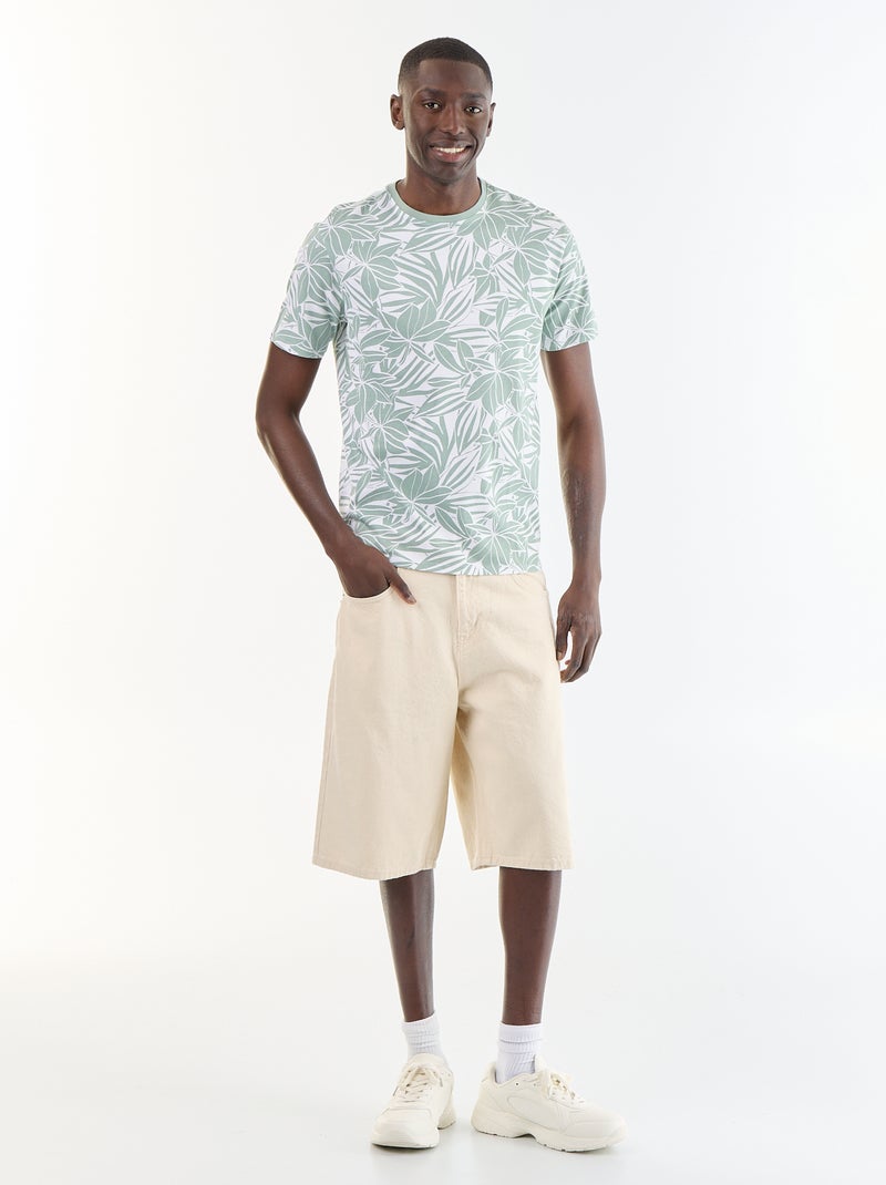 T-shirt met fantasieprint en korte mouwen Groen - Kiabi