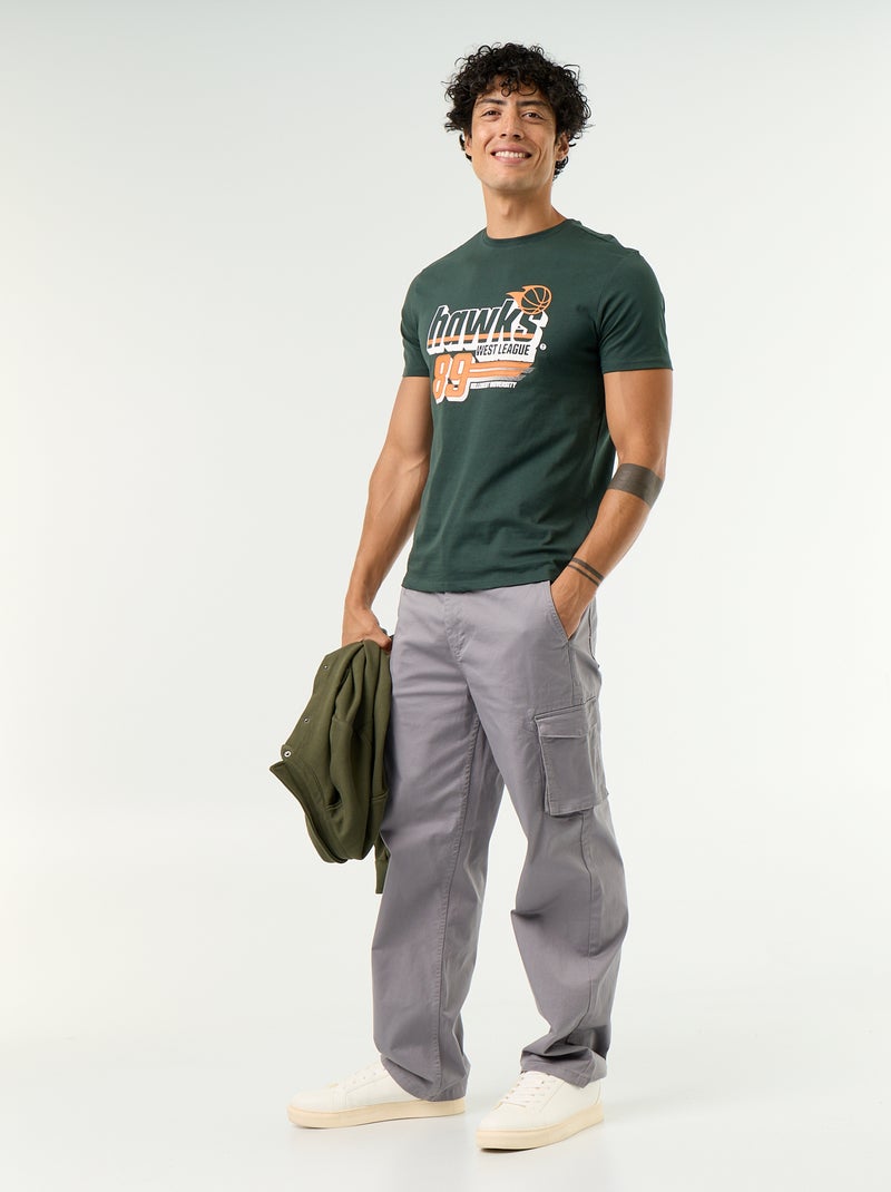T-shirt met fantasieprint en korte mouwen Groen - Kiabi