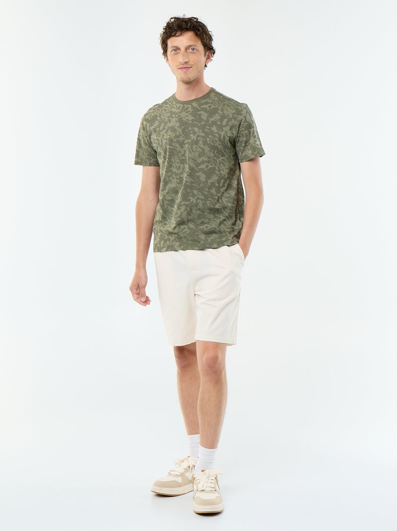 T-shirt met fantasieprint en korte mouwen Kaki - Kiabi