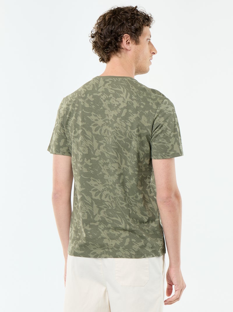 T-shirt met fantasieprint en korte mouwen Kaki - Kiabi