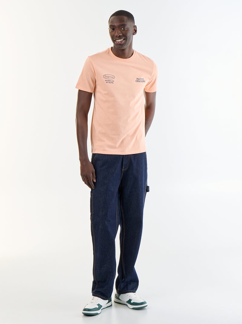T-shirt met fantasieprint en korte mouwen Oranje - Kiabi