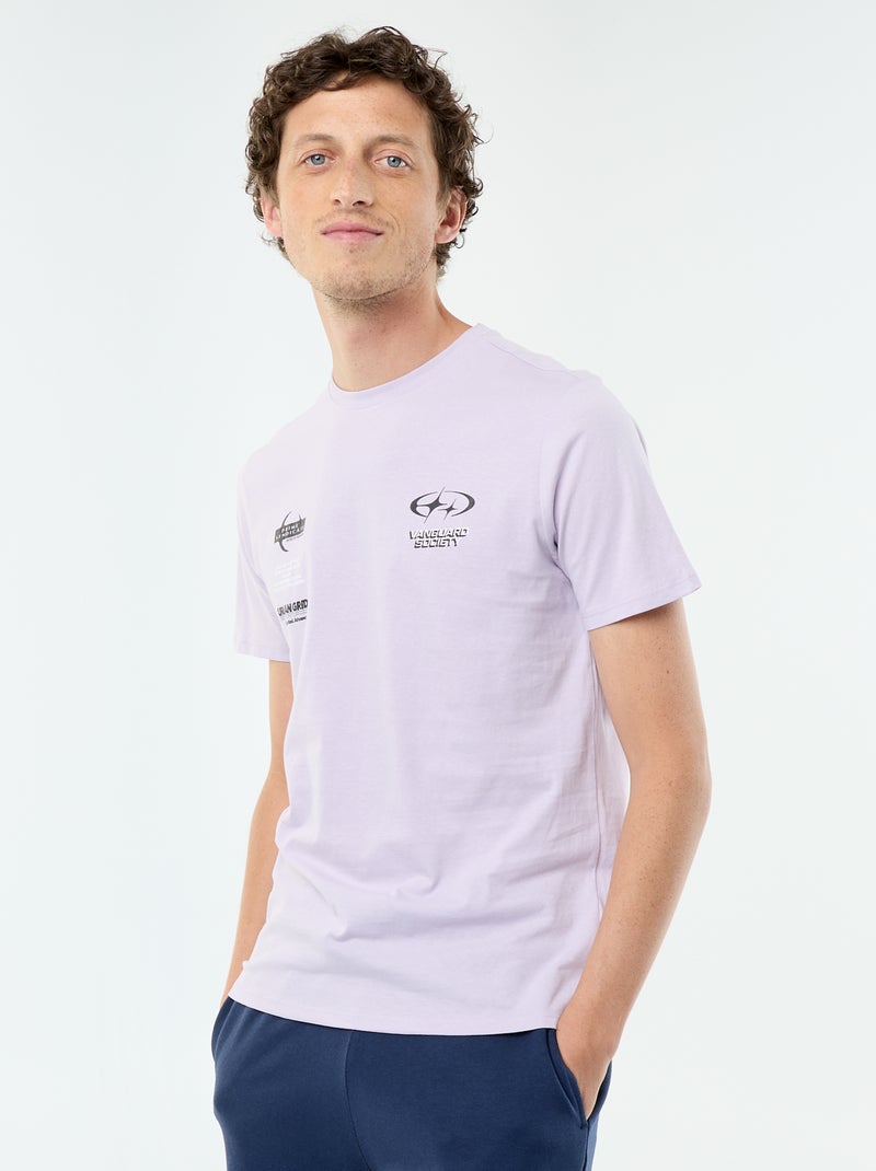 T-shirt met fantasieprint en korte mouwen Paars - Kiabi