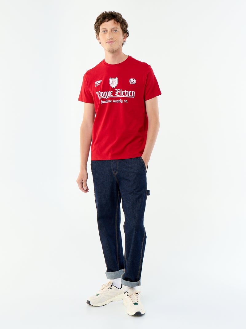 T-shirt met fantasieprint en korte mouwen Rood - Kiabi