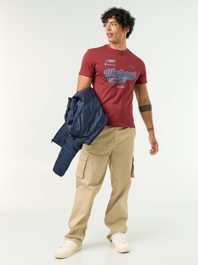 T-shirt met fantasieprint en korte mouwen Rood - Kiabi