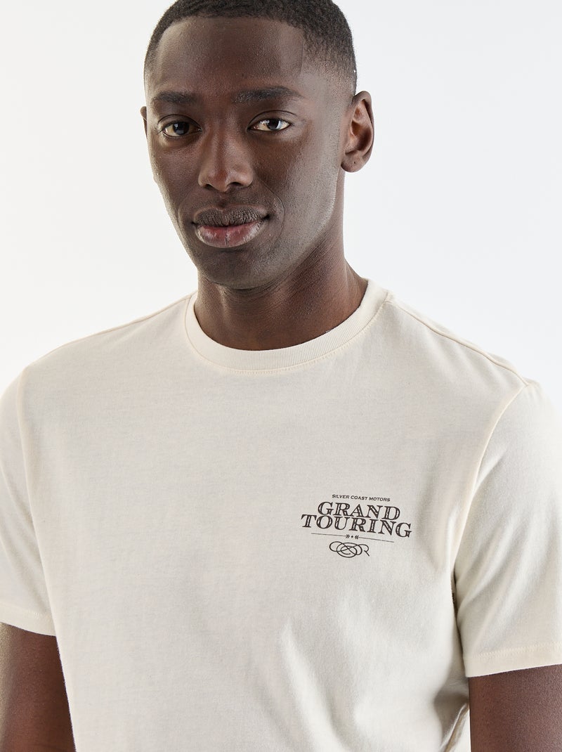 T-shirt met fantasieprint en korte mouwen Wit - Kiabi