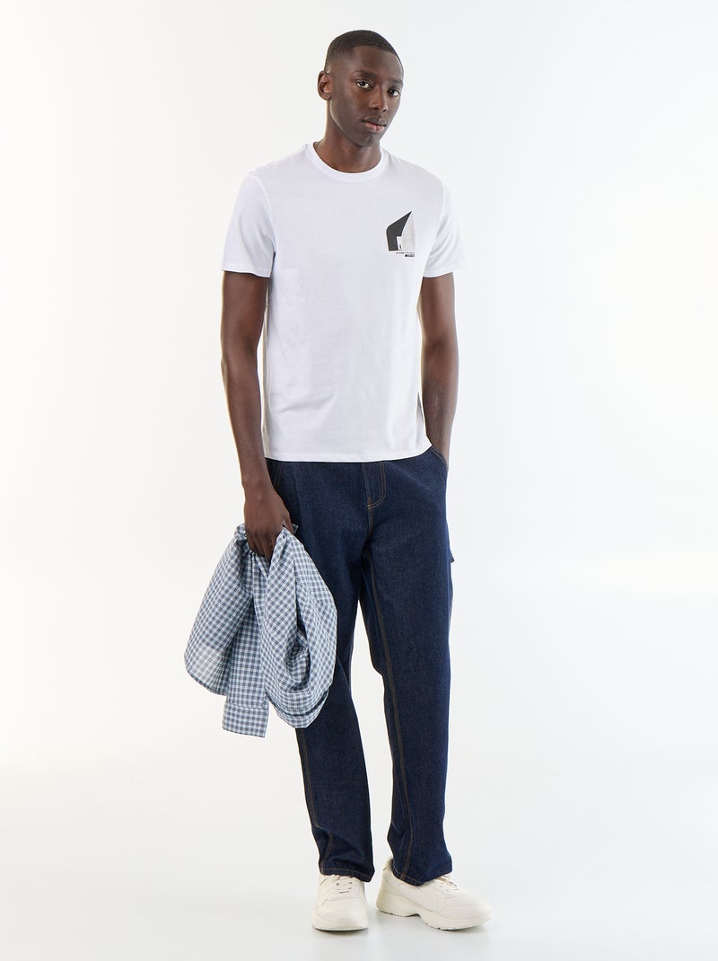 T-shirt met fantasieprint en korte mouwen Wit - Kiabi