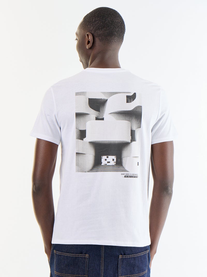 T-shirt met fantasieprint en korte mouwen Wit - Kiabi