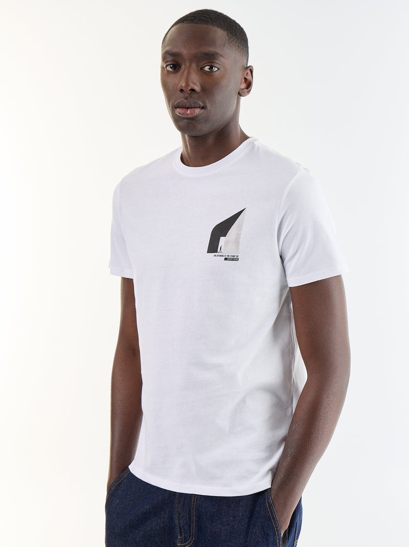 T-shirt met fantasieprint en korte mouwen Wit - Kiabi