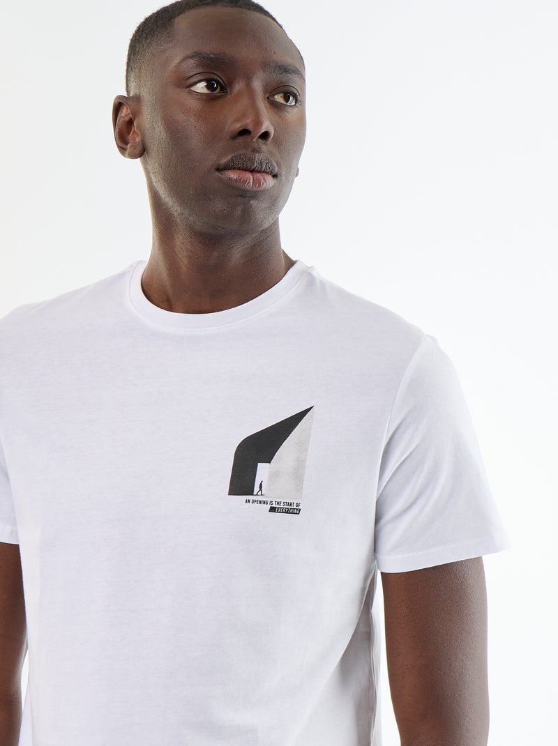 T-shirt met fantasieprint en korte mouwen Wit - Kiabi