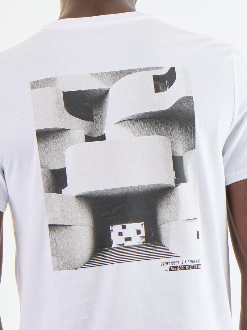 T-shirt met fantasieprint en korte mouwen Wit - Kiabi