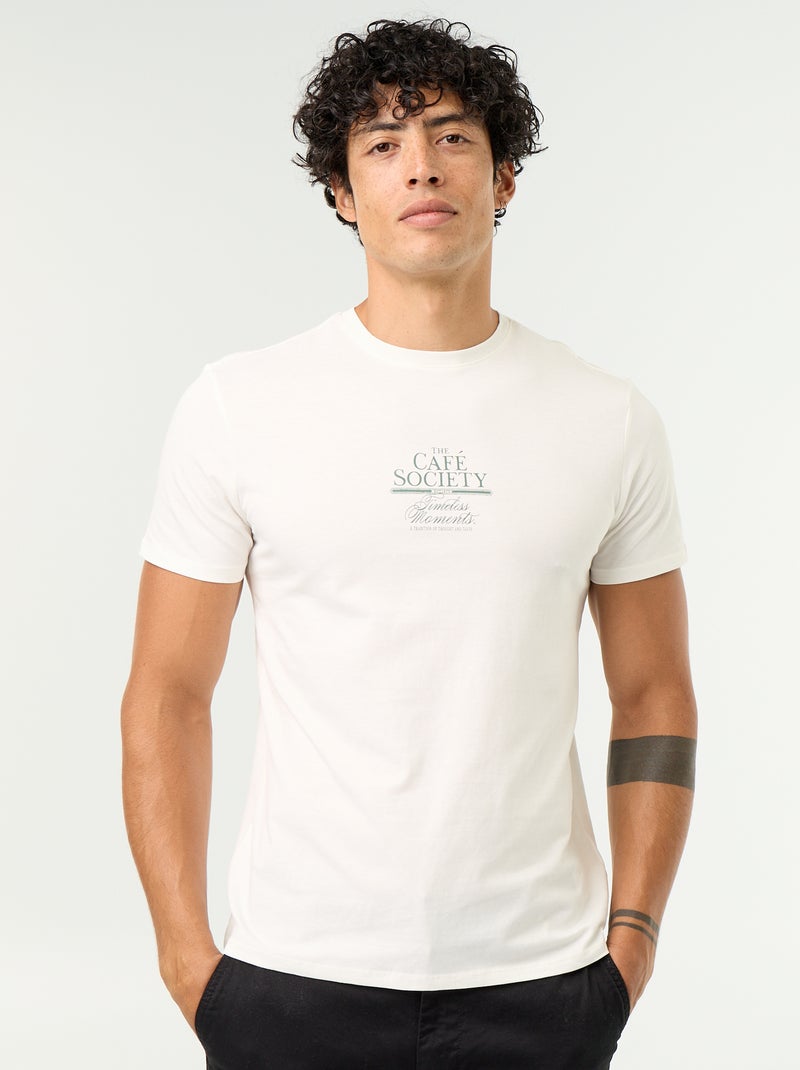 T-shirt met fantasieprint en korte mouwen Wit - Kiabi
