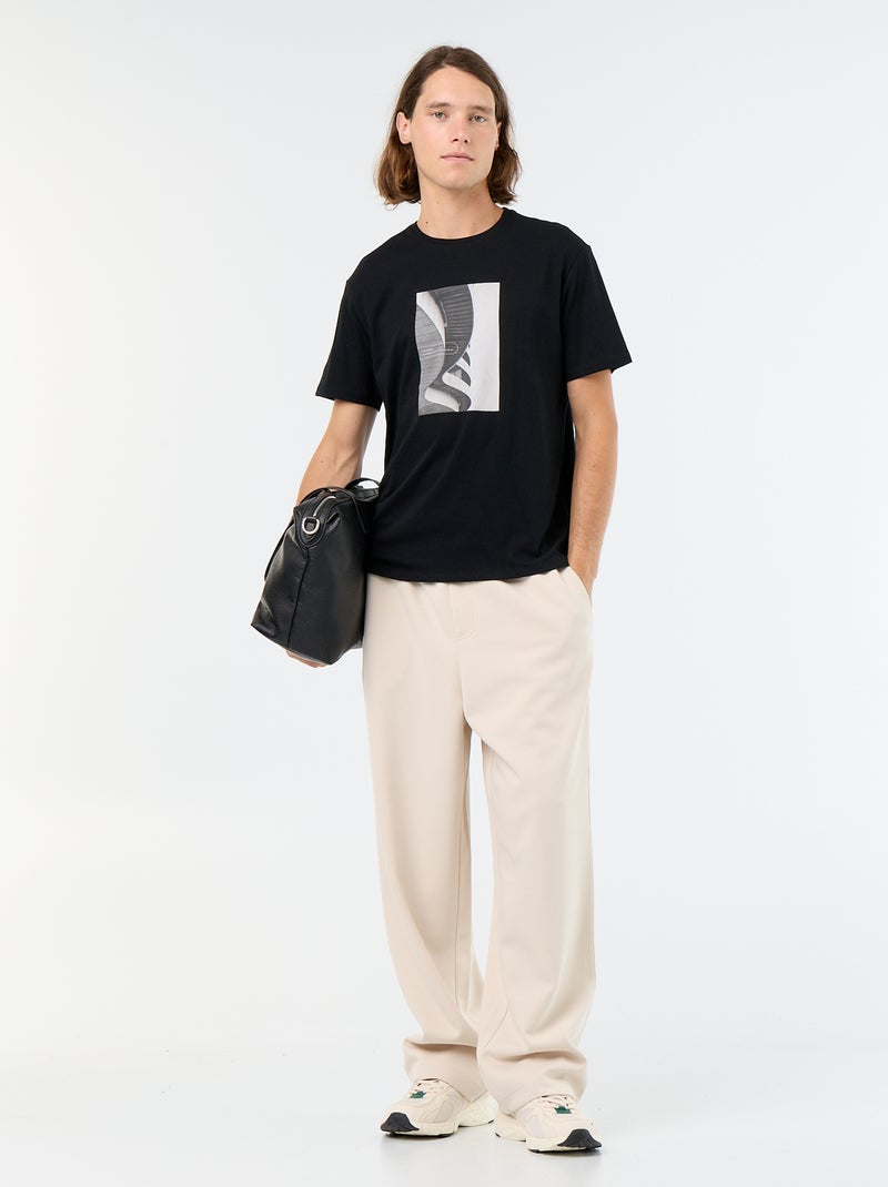 T-shirt met fantasieprint en korte mouwen Zwart - Kiabi