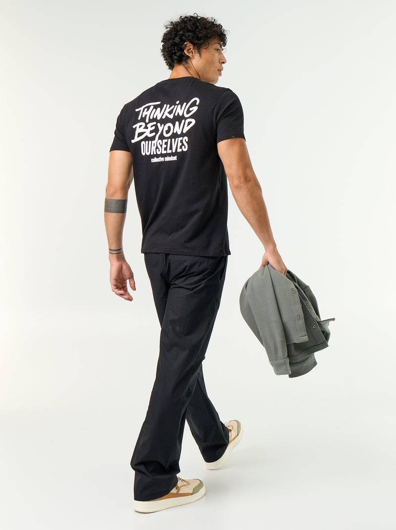 T-shirt met fantasieprint en korte mouwen Zwart - Kiabi