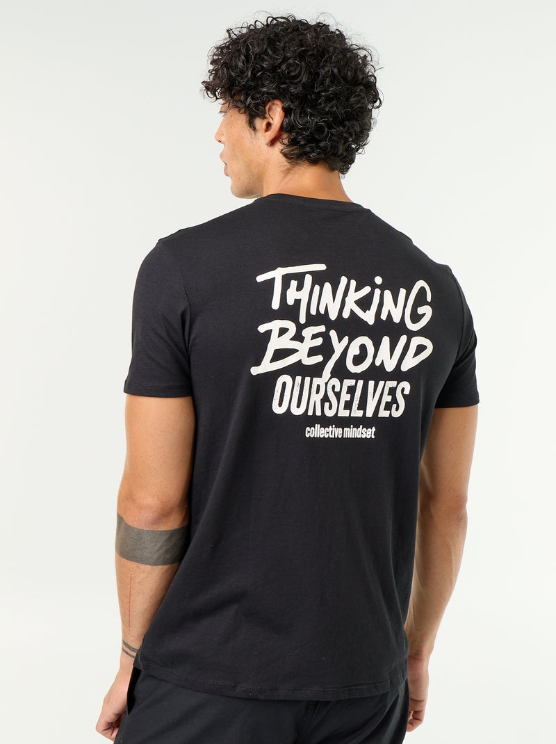 T-shirt met fantasieprint en korte mouwen Zwart - Kiabi
