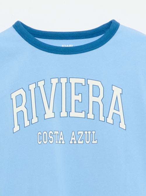 T-shirt met fantasieprint, korte mouwen en contrasterende biezen - Kiabi