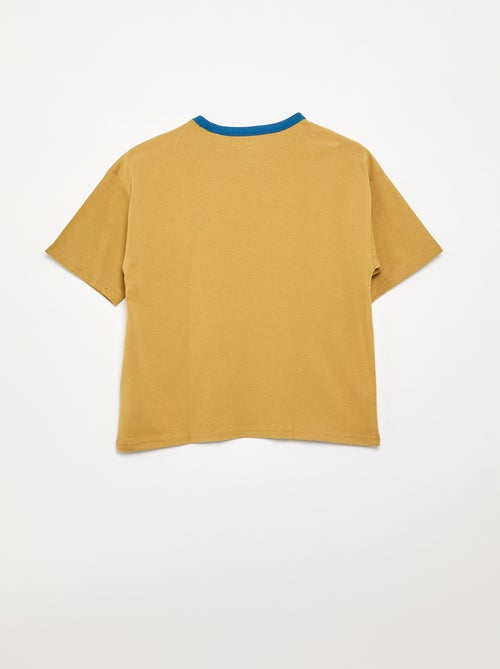 T-shirt met fantasieprint, korte mouwen en contrasterende biezen - Kiabi