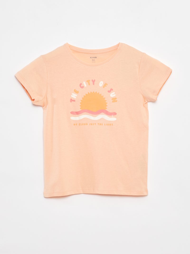 T-shirt met fantasieprint ORANJE - Kiabi