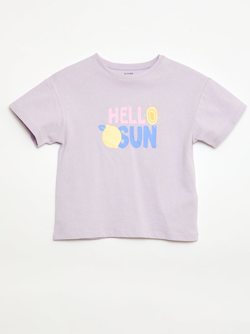 T-shirt met fantasieprint Paars - Kiabi