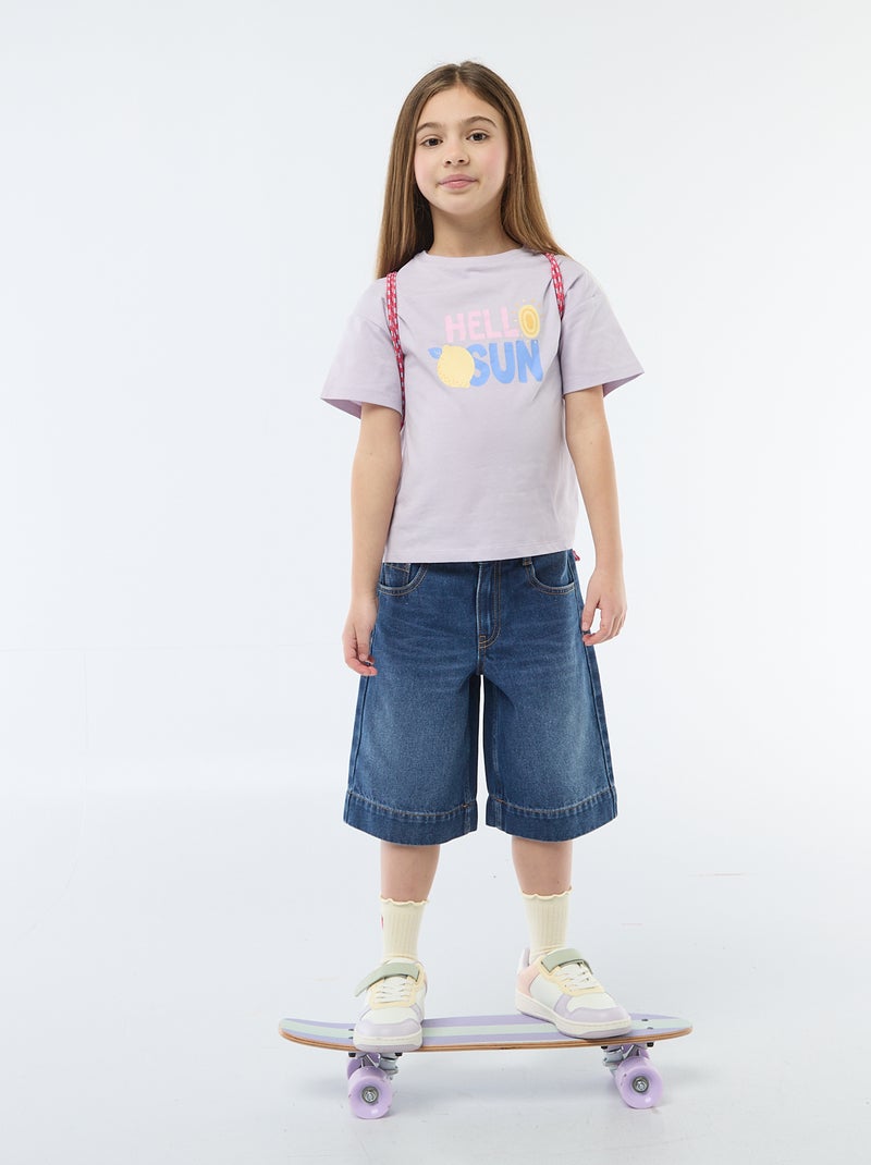 T-shirt met fantasieprint Paars - Kiabi