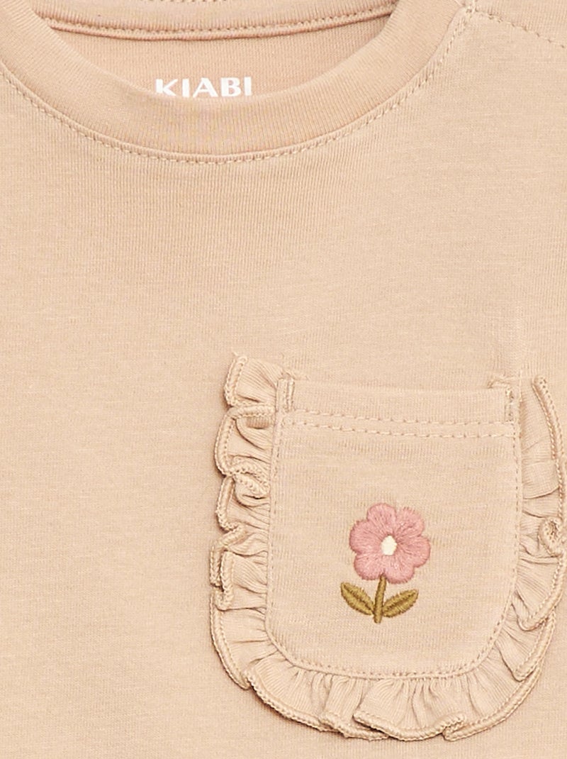 T-shirt met fantasiezak Biege - Kiabi