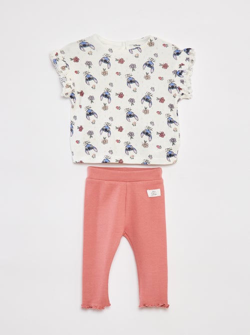 T-shirt met fijn ajourmotiefje + legging | 'Disney' - 2-delig - Kiabi