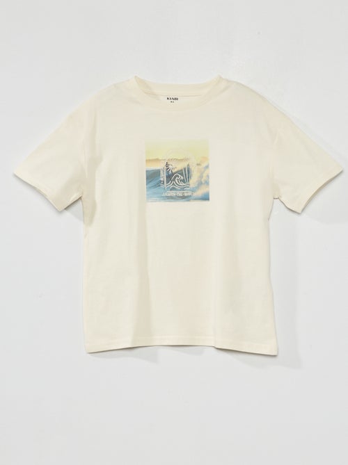 T-shirt met fotoprint en geborduurd opschrift - Kiabi