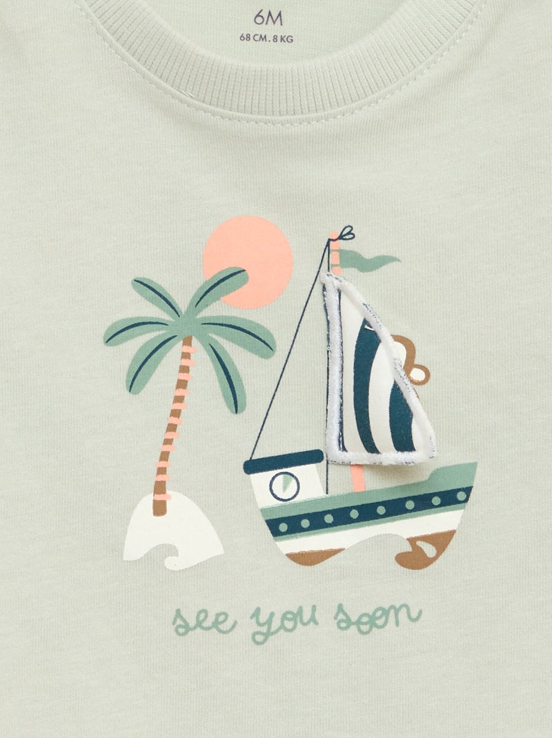 T-shirt met geanimeerde print Groen - Kiabi