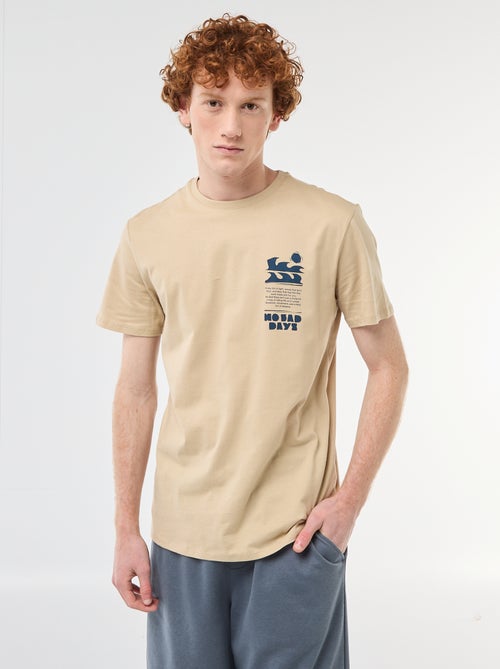 T-shirt met geplaatste print van effen katoen - Kiabi