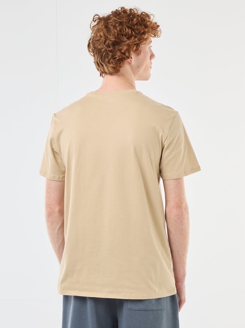 T-shirt met geplaatste print van effen katoen - Kiabi