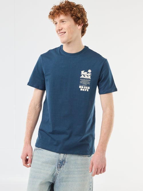 T-shirt met geplaatste print van effen katoen - Kiabi