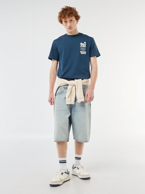 T-shirt met geplaatste print van effen katoen - Kiabi