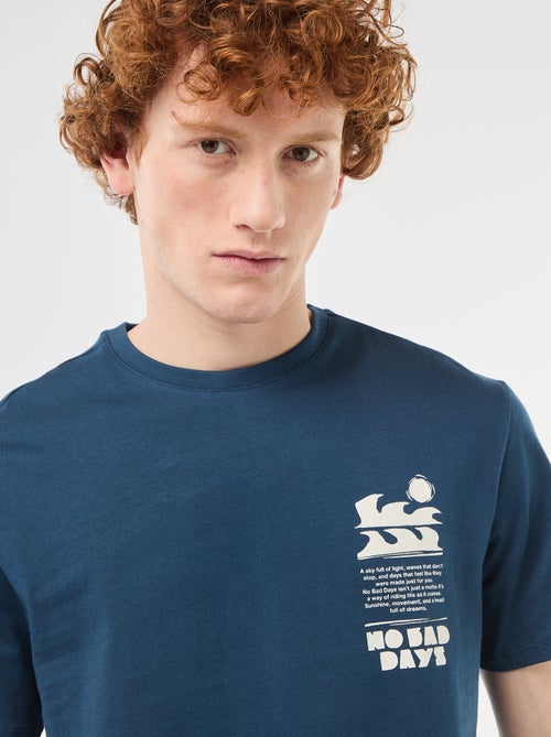 T-shirt met geplaatste print van effen katoen - Kiabi