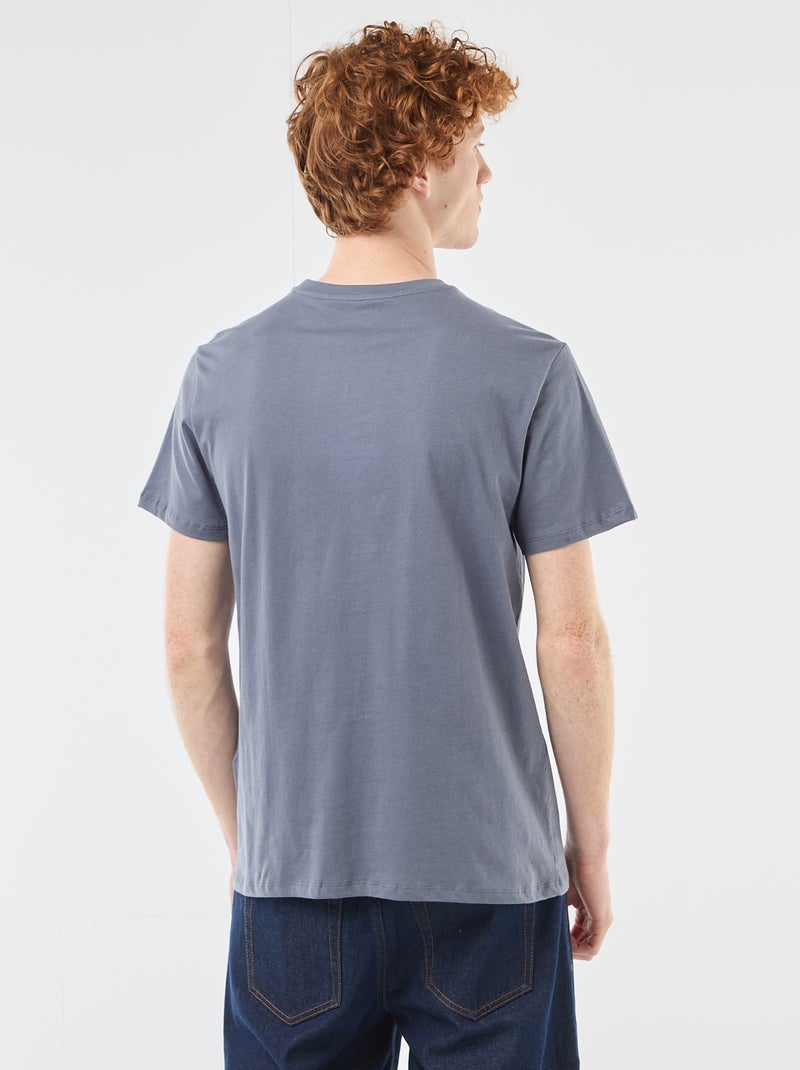 T-shirt met geplaatste print van effen katoen Grijs - Kiabi