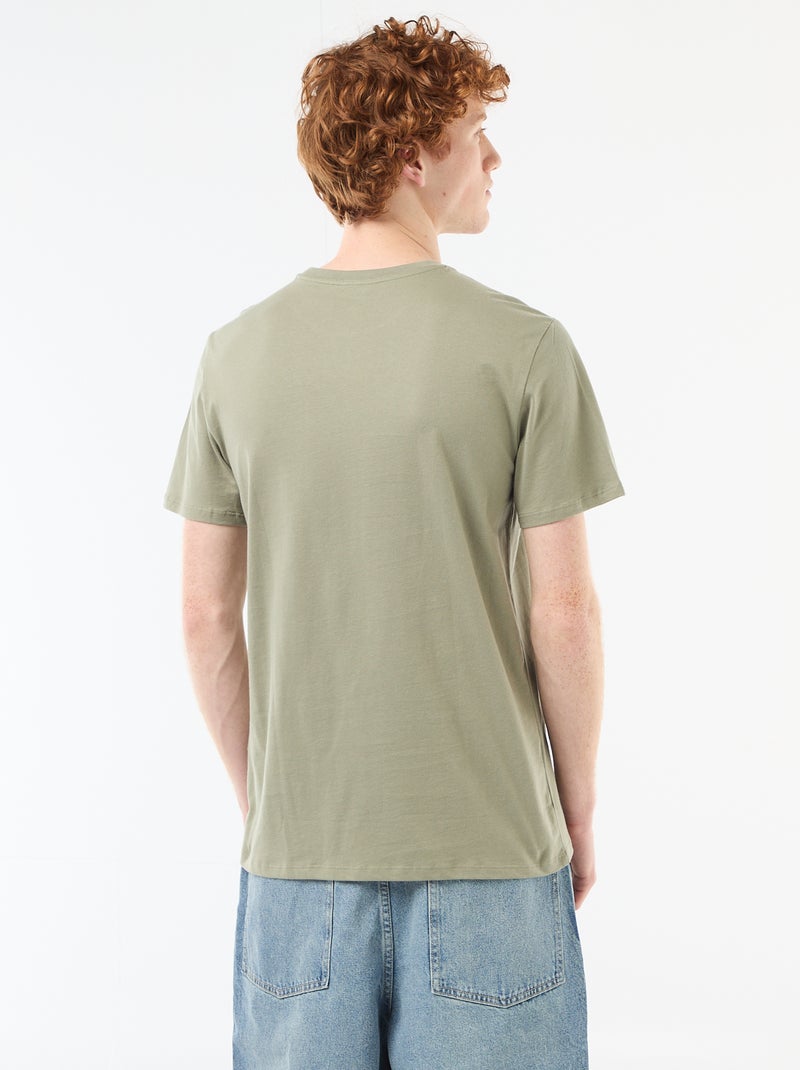 T-shirt met geplaatste print van effen katoen Groen - Kiabi