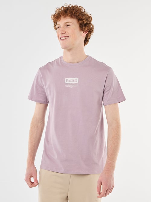 T-shirt met geplaatste print van effen katoen - Kiabi