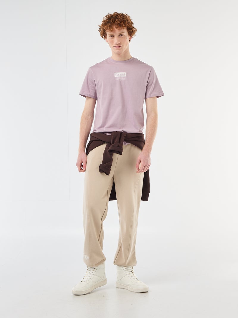 T-shirt met geplaatste print van effen katoen Paars - Kiabi
