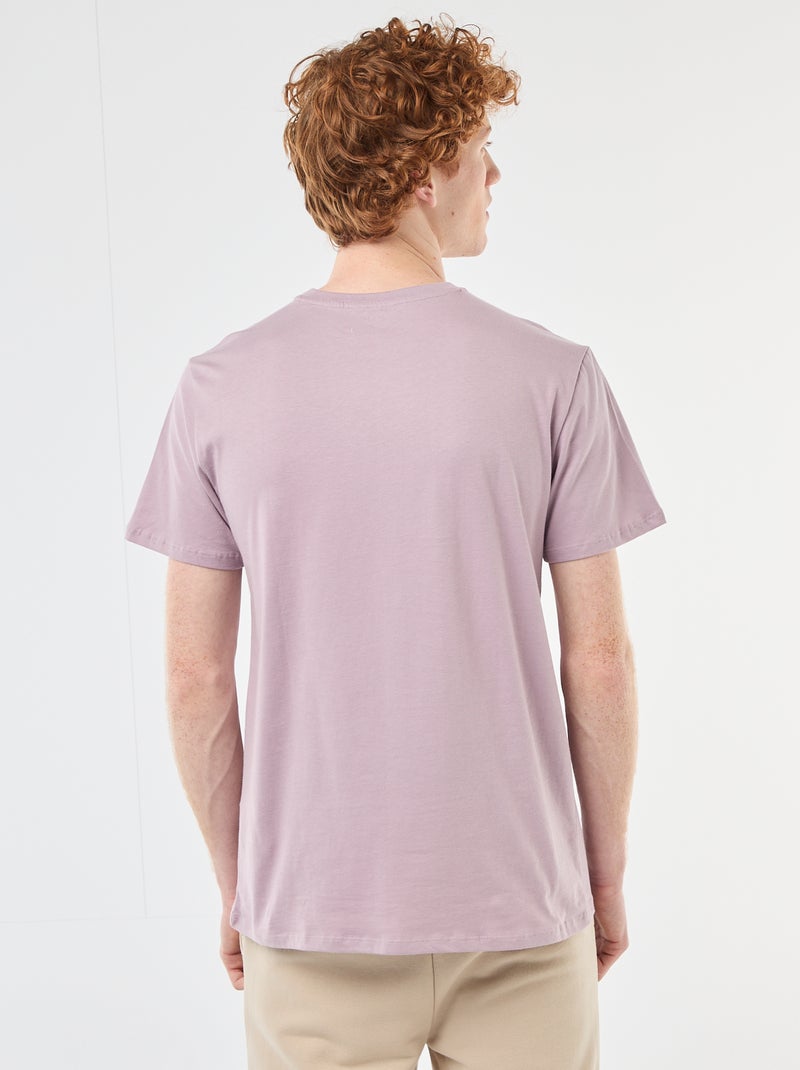T-shirt met geplaatste print van effen katoen Paars - Kiabi