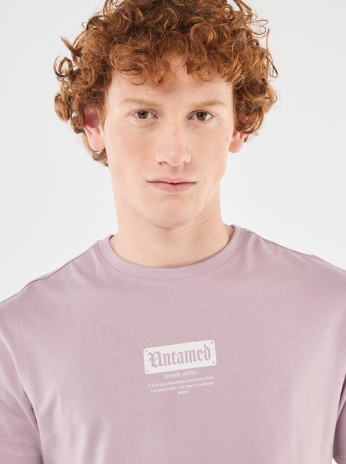 T-shirt met geplaatste print van effen katoen - Kiabi