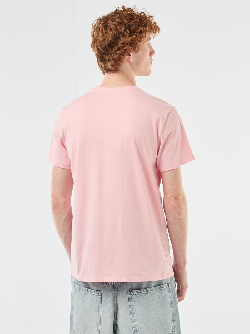 T-shirt met geplaatste print van effen katoen Rose - Kiabi