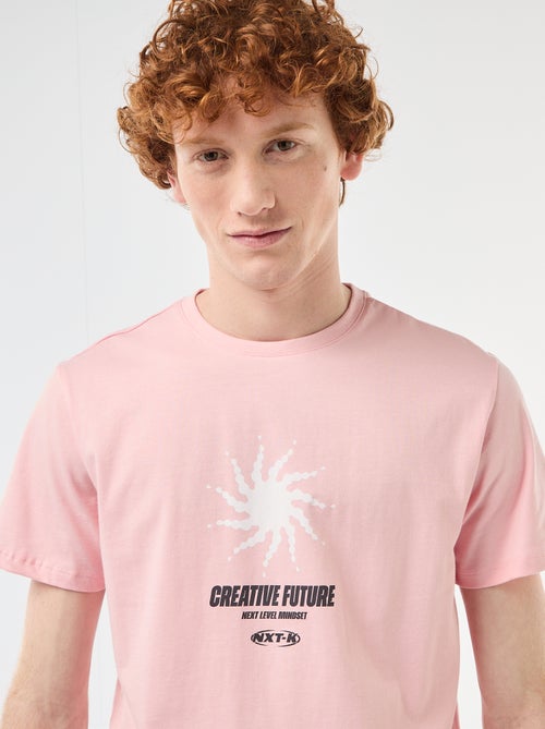 T-shirt met geplaatste print van effen katoen - Kiabi