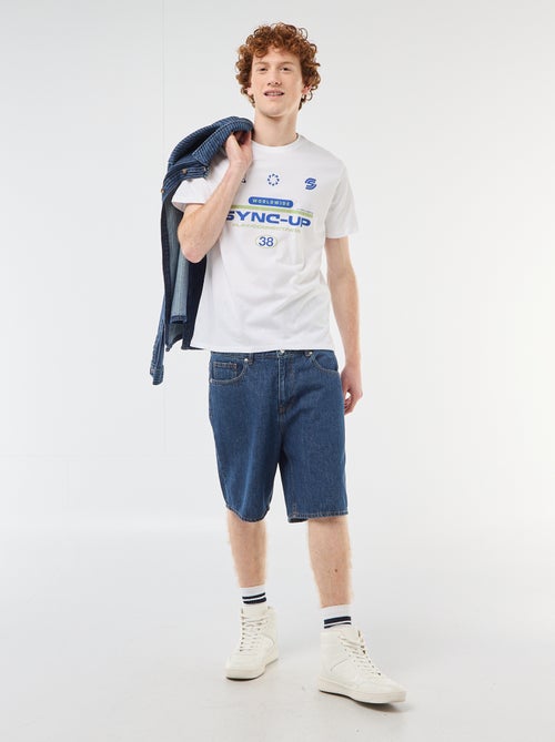 T-shirt met geplaatste print van effen katoen - Kiabi