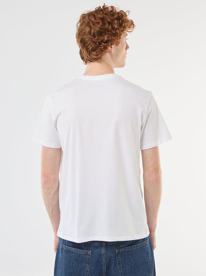 T-shirt met geplaatste print van effen katoen Wit - Kiabi