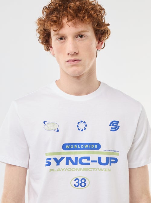 T-shirt met geplaatste print van effen katoen - Kiabi