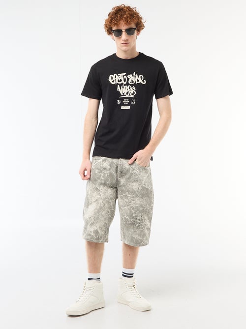 T-shirt met geplaatste print van effen katoen - Kiabi