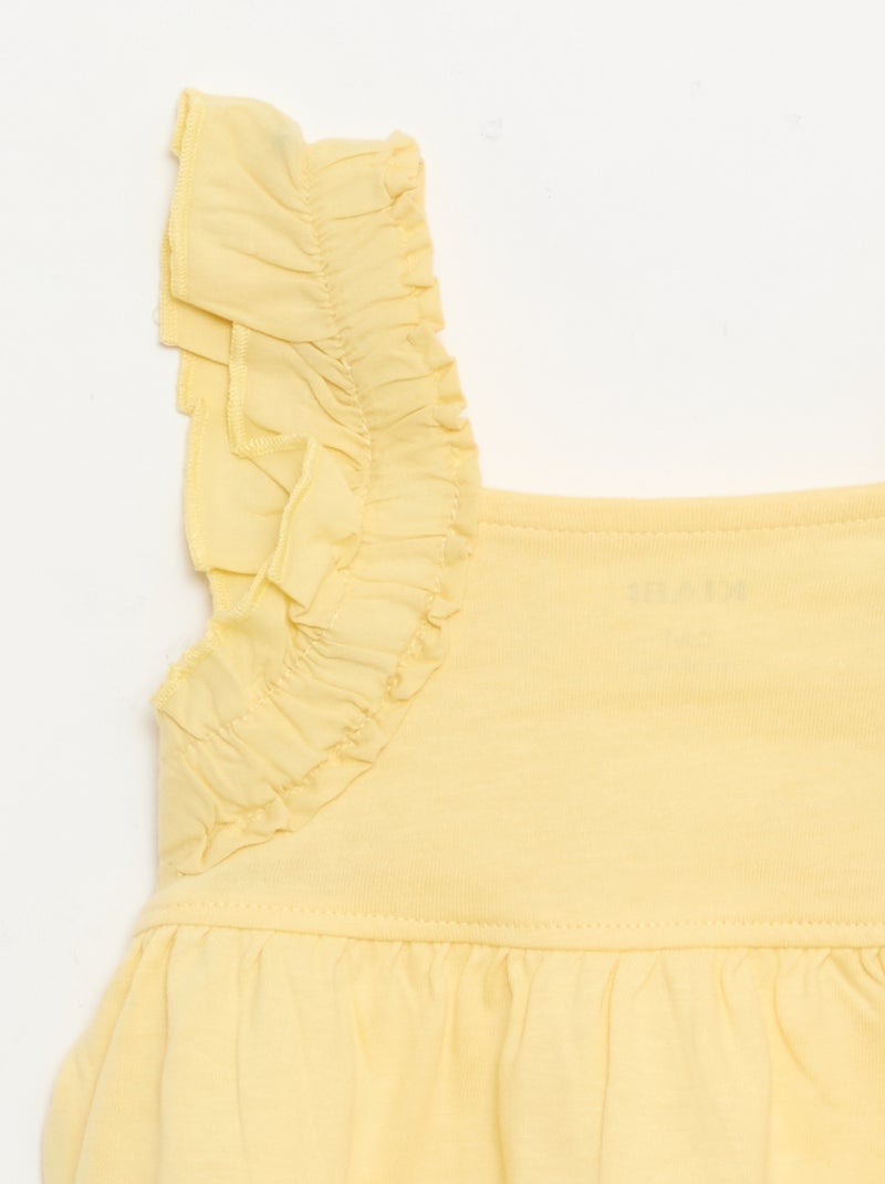 T-shirt met geplooide bandjes Geel - Kiabi