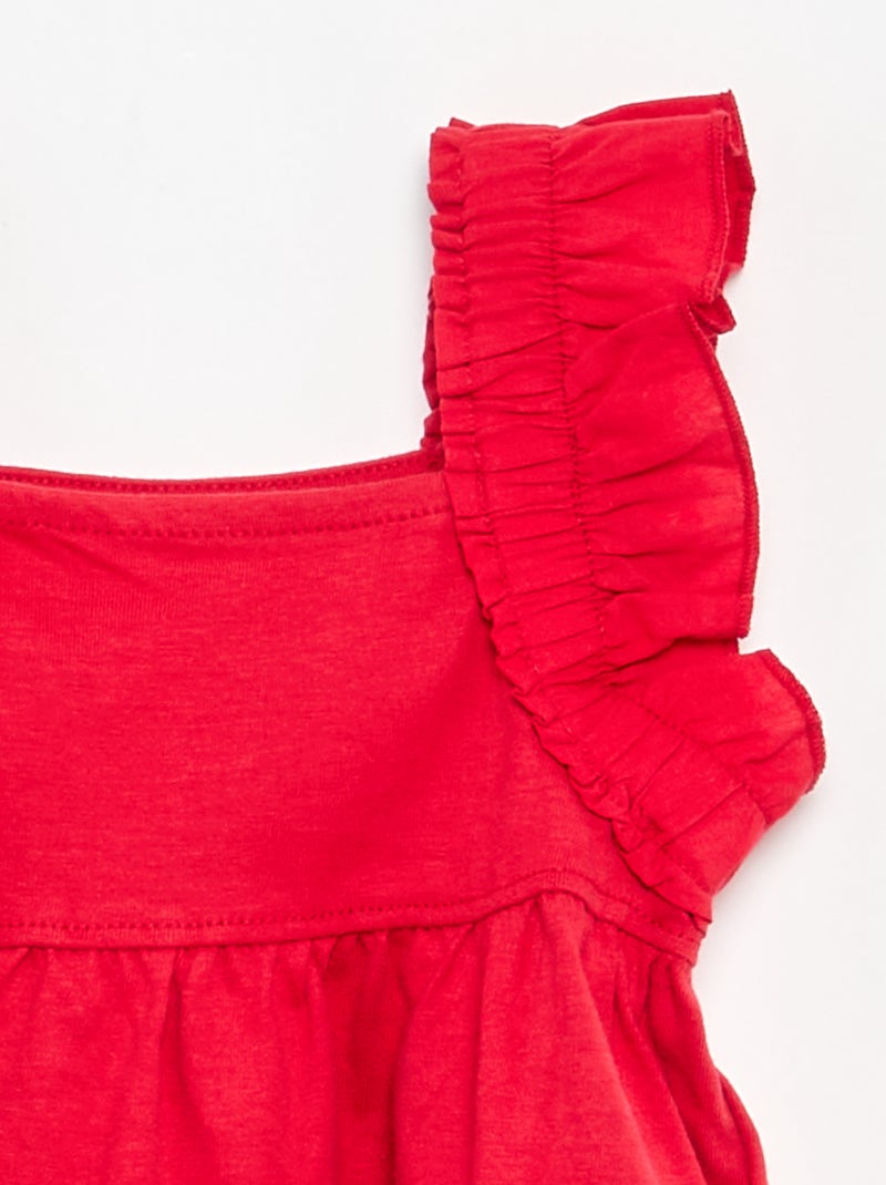 T-shirt met geplooide bandjes Rood - Kiabi