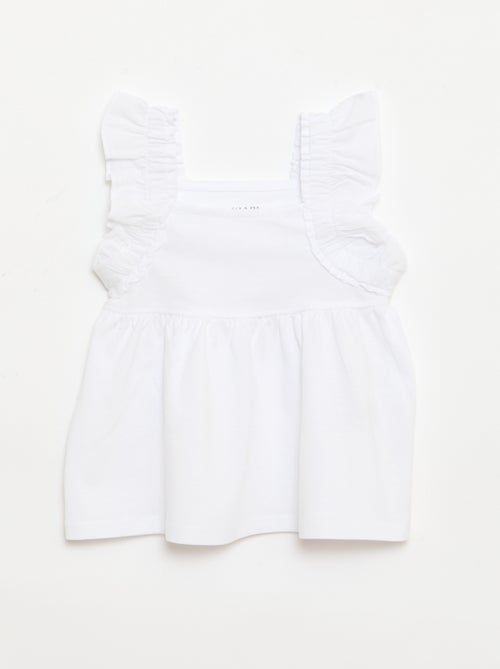 T-shirt met geplooide bandjes - Kiabi