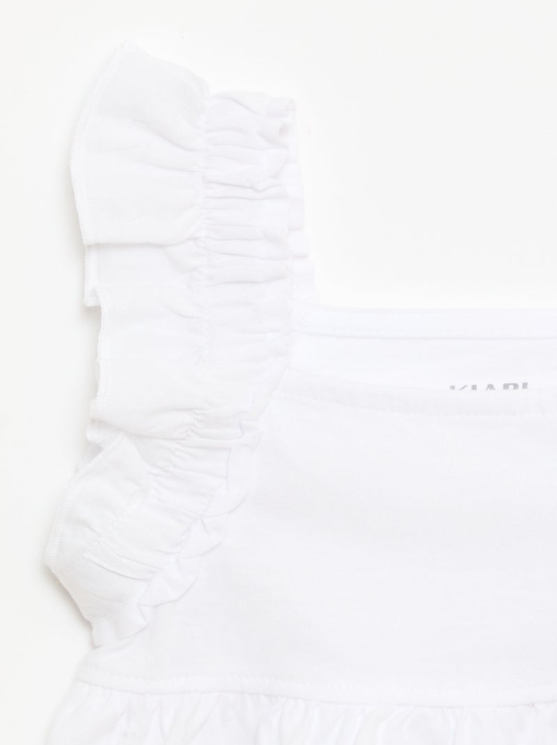 T-shirt met geplooide bandjes Wit - Kiabi