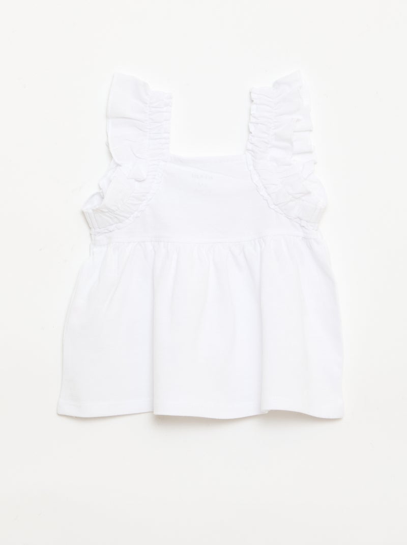 T-shirt met geplooide bandjes Wit - Kiabi